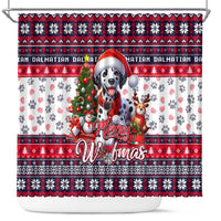 Dalmatian Merry Woofmas Shower Curtain Christmas Dog Art Style