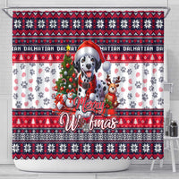 Dalmatian Merry Woofmas Shower Curtain Christmas Dog Art Style