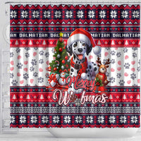 Dalmatian Merry Woofmas Shower Curtain Christmas Dog Art Style