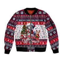 Dalmatian Merry Woofmas Sleeve Zip Bomber Jacket Christmas Dog Art Style - Wonder Print Shop