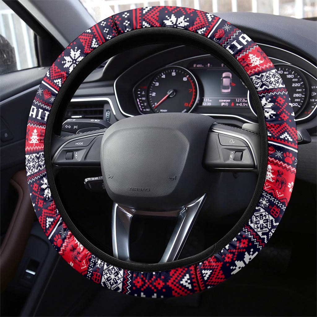 Dalmatian Merry Woofmas Steering Wheel Cover Christmas Dog Art Style - Wonder Print Shop