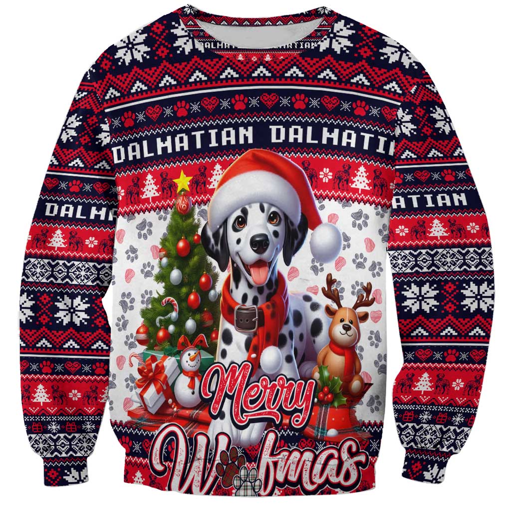Dalmatian Merry Woofmas Sweatshirt Christmas Dog Art Style - Wonder Print Shop