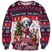 Dalmatian Merry Woofmas Sweatshirt Christmas Dog Art Style - Wonder Print Shop