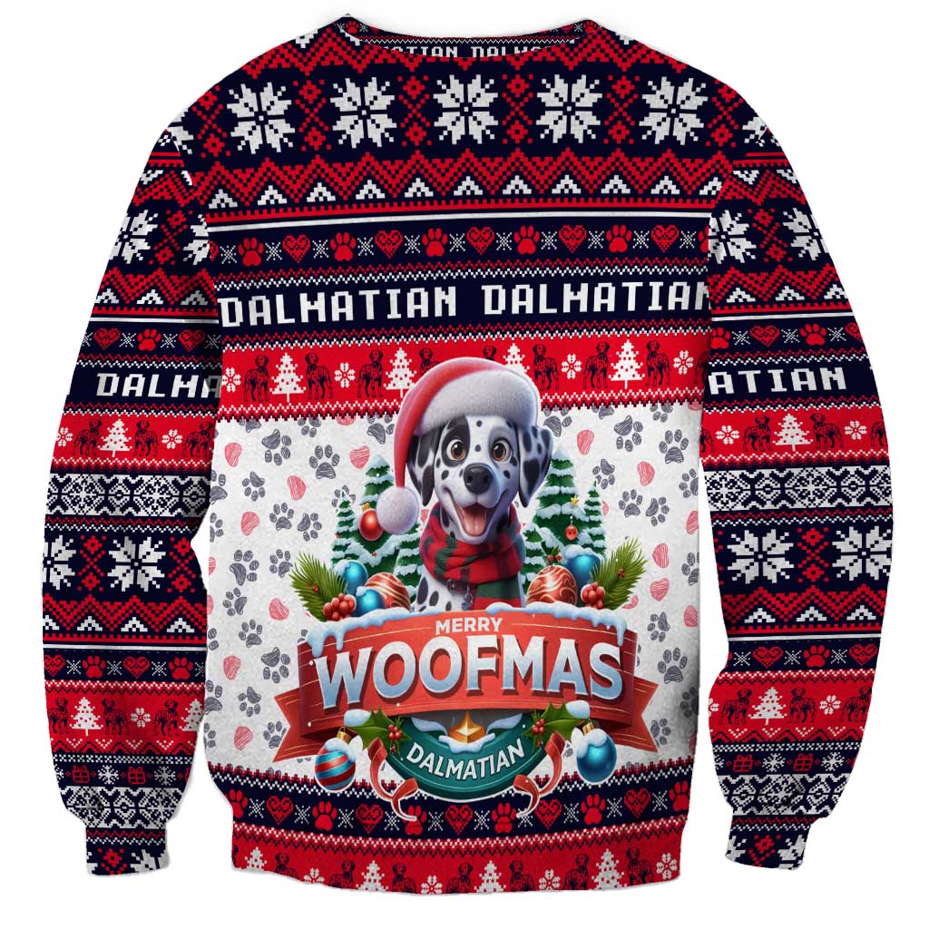 Dalmatian Merry Woofmas Sweatshirt Christmas Dog Art Style - Wonder Print Shop