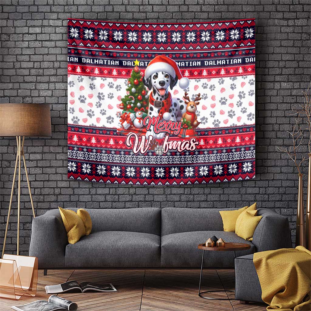 Dalmatian Merry Woofmas Tapestry Christmas Dog Art Style - Wonder Print Shop
