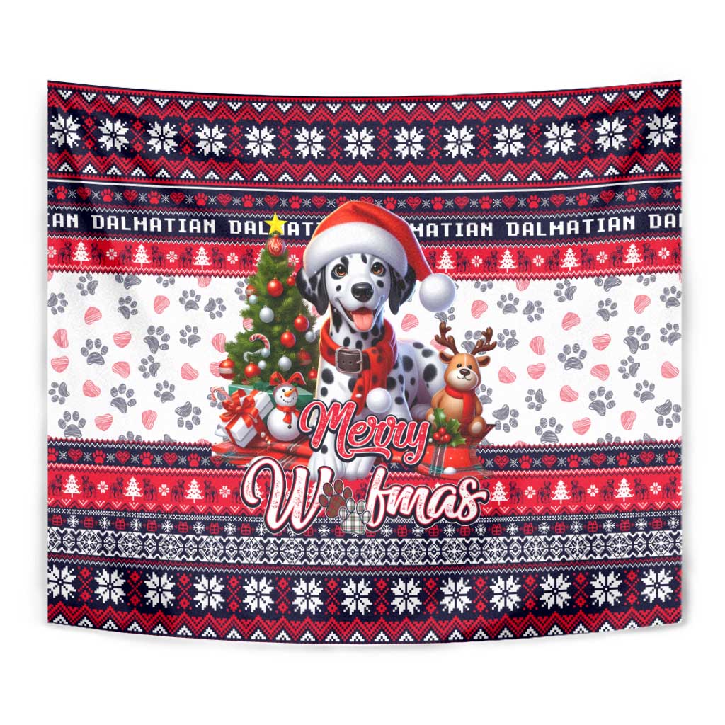 Dalmatian Merry Woofmas Tapestry Christmas Dog Art Style - Wonder Print Shop