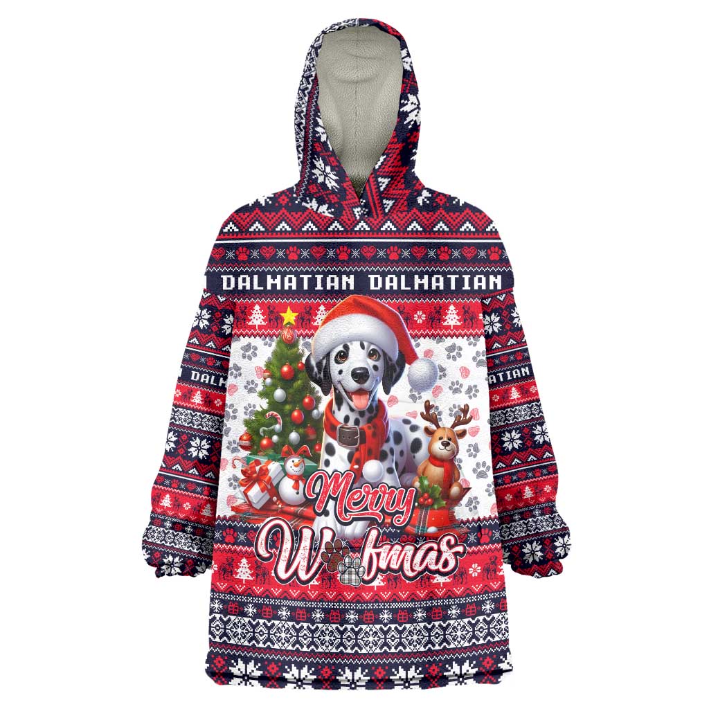 Dalmatian Merry Woofmas Wearable Blanket Hoodie Christmas Dog Art Style - Wonder Print Shop