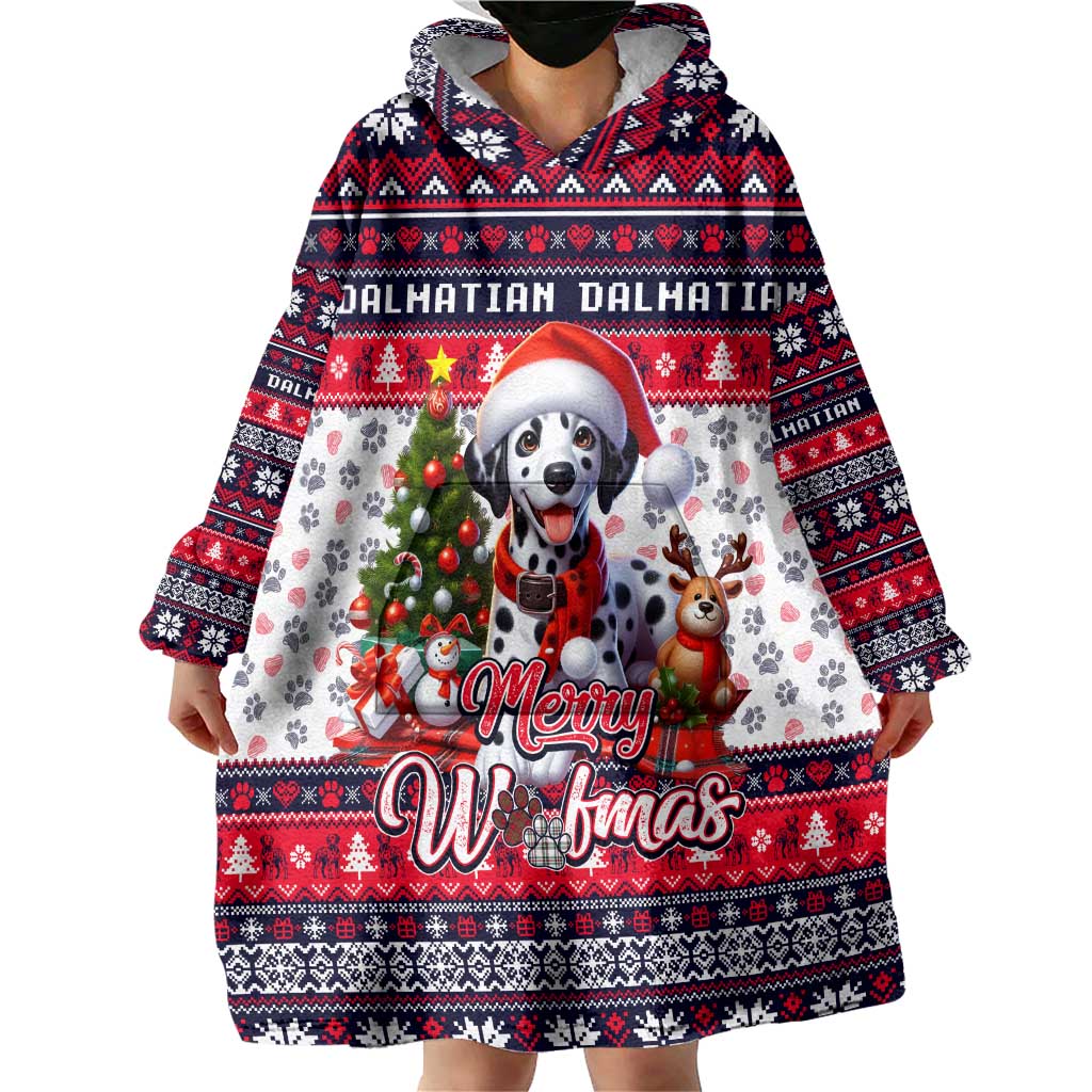 Dalmatian Merry Woofmas Wearable Blanket Hoodie Christmas Dog Art Style - Wonder Print Shop