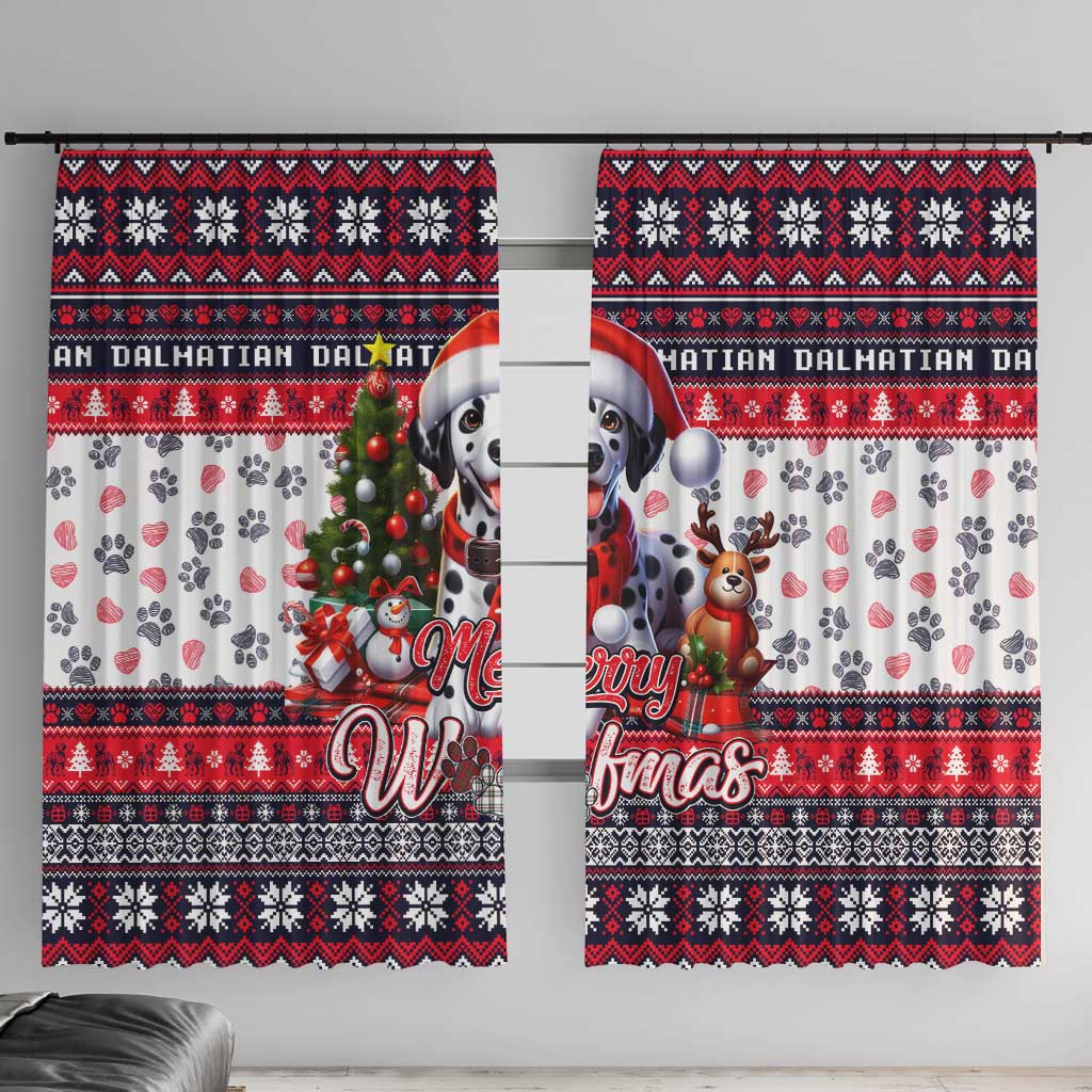 Dalmatian Merry Woofmas Window Curtain Christmas Dog Art Style - Wonder Print Shop