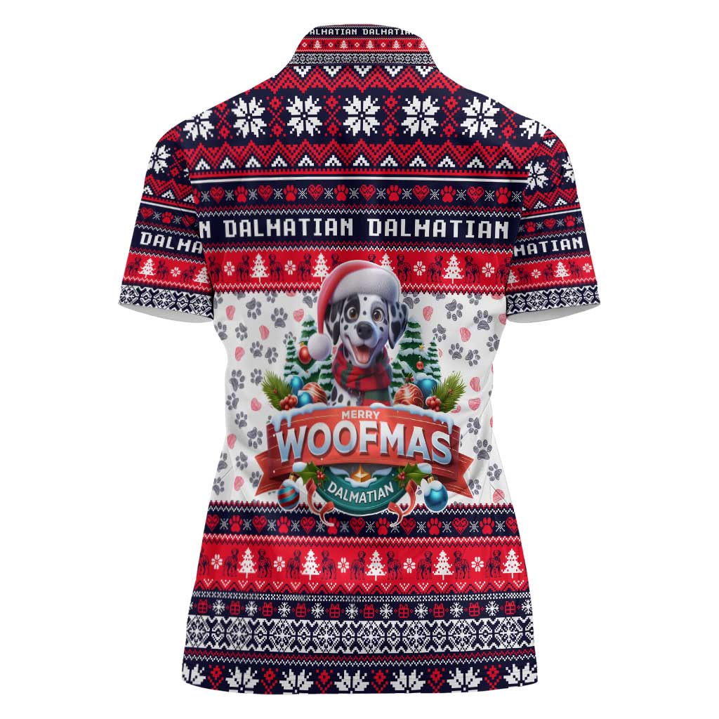 Dalmatian Merry Woofmas Women Polo Shirt Christmas Dog Art Style - Wonder Print Shop