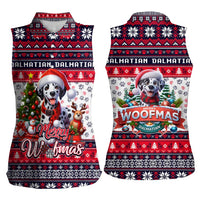 Dalmatian Merry Woofmas Women Sleeveless Polo Shirt Christmas Dog Art Style - Wonder Print Shop