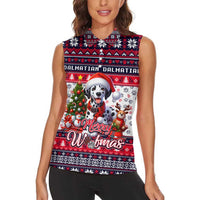 Dalmatian Merry Woofmas Women Sleeveless Polo Shirt Christmas Dog Art Style - Wonder Print Shop
