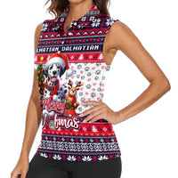 Dalmatian Merry Woofmas Women Sleeveless Polo Shirt Christmas Dog Art Style - Wonder Print Shop
