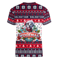 Dalmatian Merry Woofmas Women V-Neck T-Shirt Christmas Dog Art Style - Wonder Print Shop
