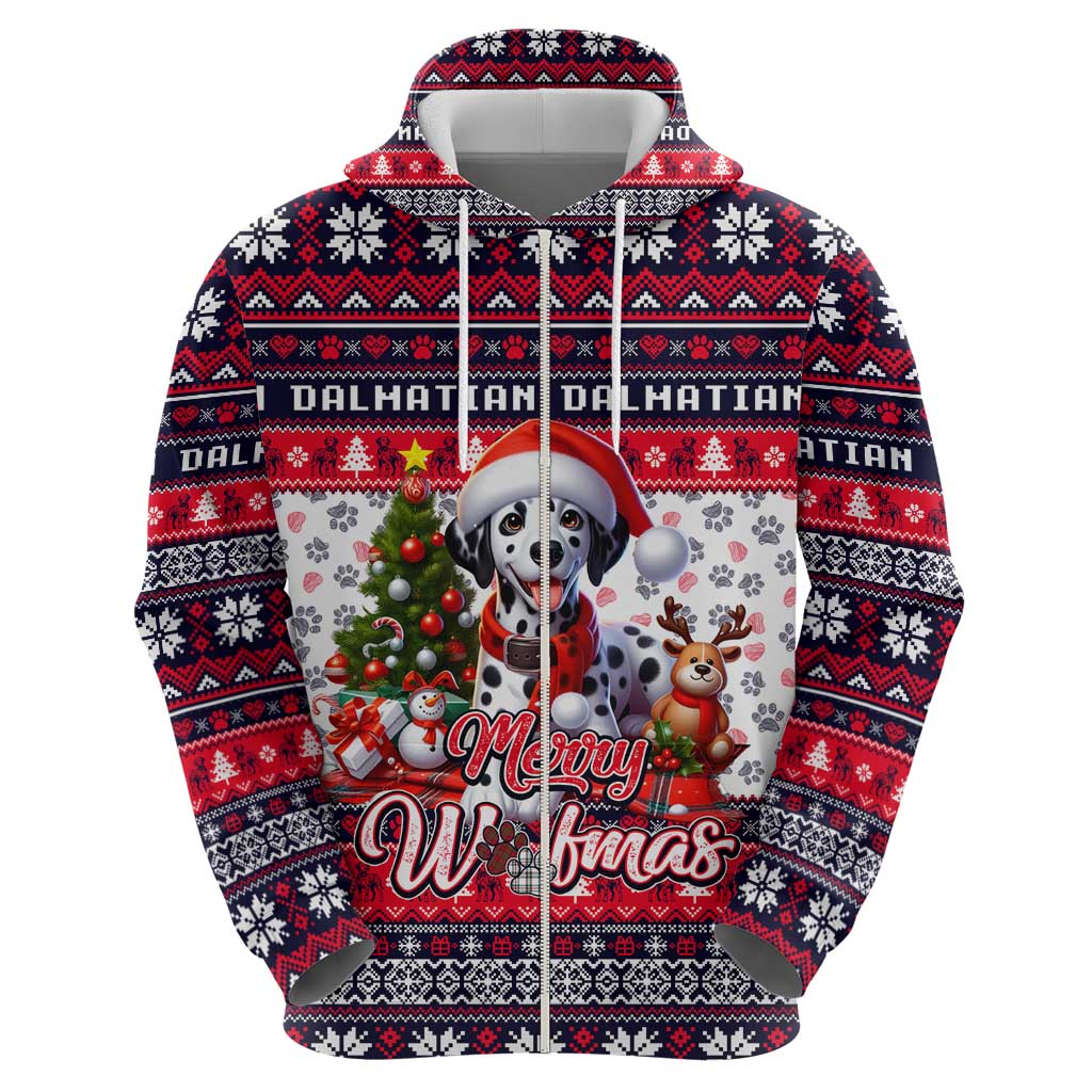 Dalmatian Merry Woofmas Zip Hoodie Christmas Dog Art Style - Wonder Print Shop