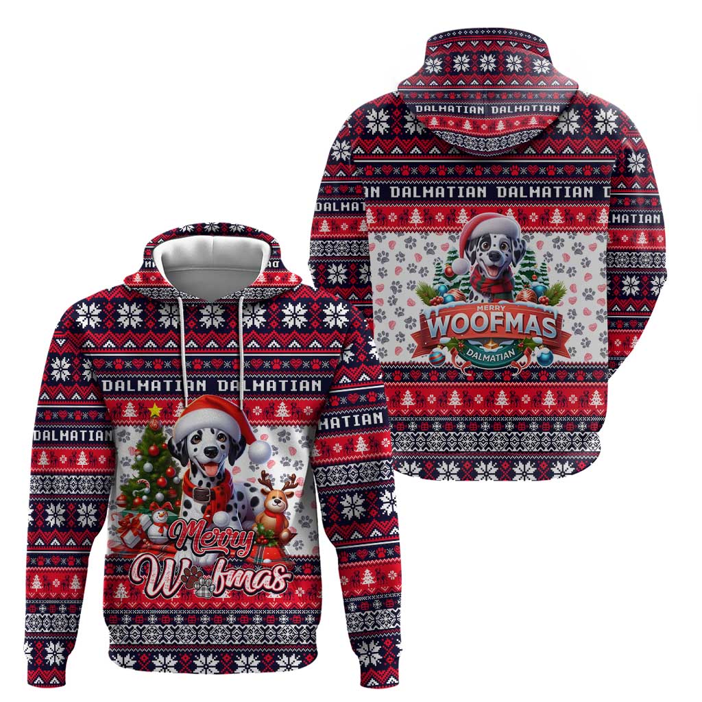 Dalmatian Merry Woofmas Zip Hoodie Christmas Dog Art Style - Wonder Print Shop