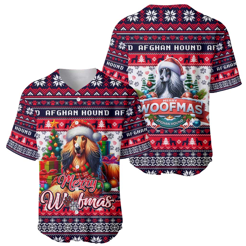 Afghan Hound Merry Woofmas Baseball Jersey Christmas Dog Art Style - Wonder Print Shop