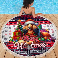 Afghan Hound Merry Woofmas Beach Blanket Christmas Dog Art Style - Wonder Print Shop