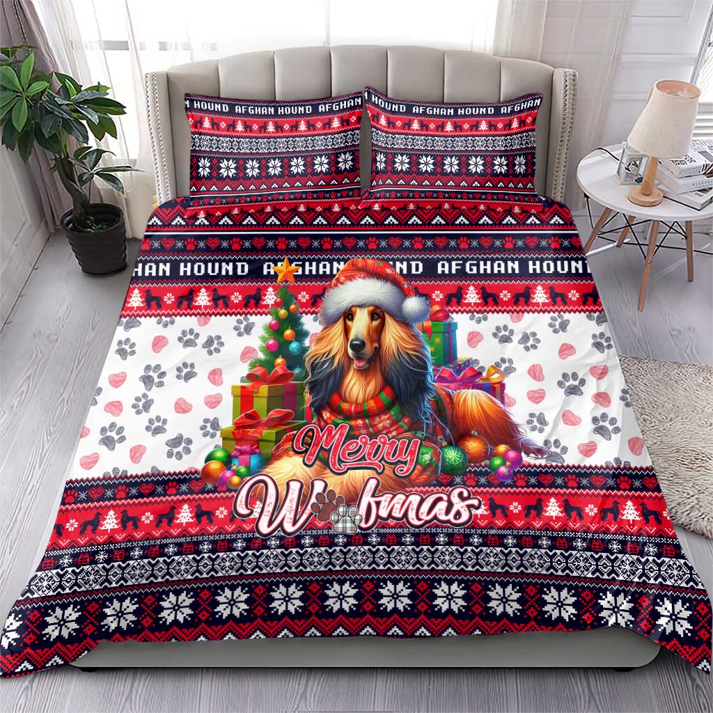 Afghan Hound Merry Woofmas Bedding Set Christmas Dog Art Style - Wonder Print Shop