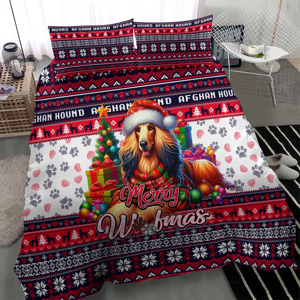Afghan Hound Merry Woofmas Bedding Set Christmas Dog Art Style - Wonder Print Shop