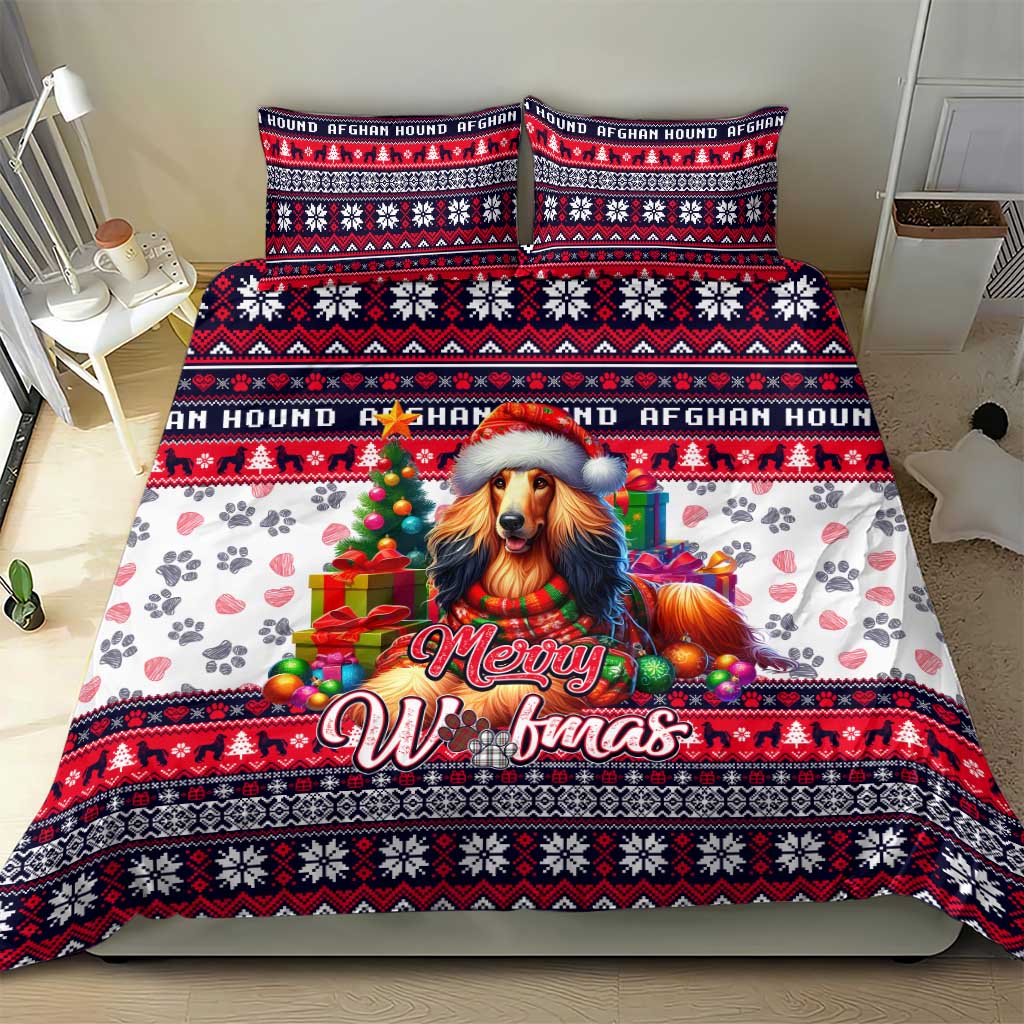 Afghan Hound Merry Woofmas Bedding Set Christmas Dog Art Style - Wonder Print Shop