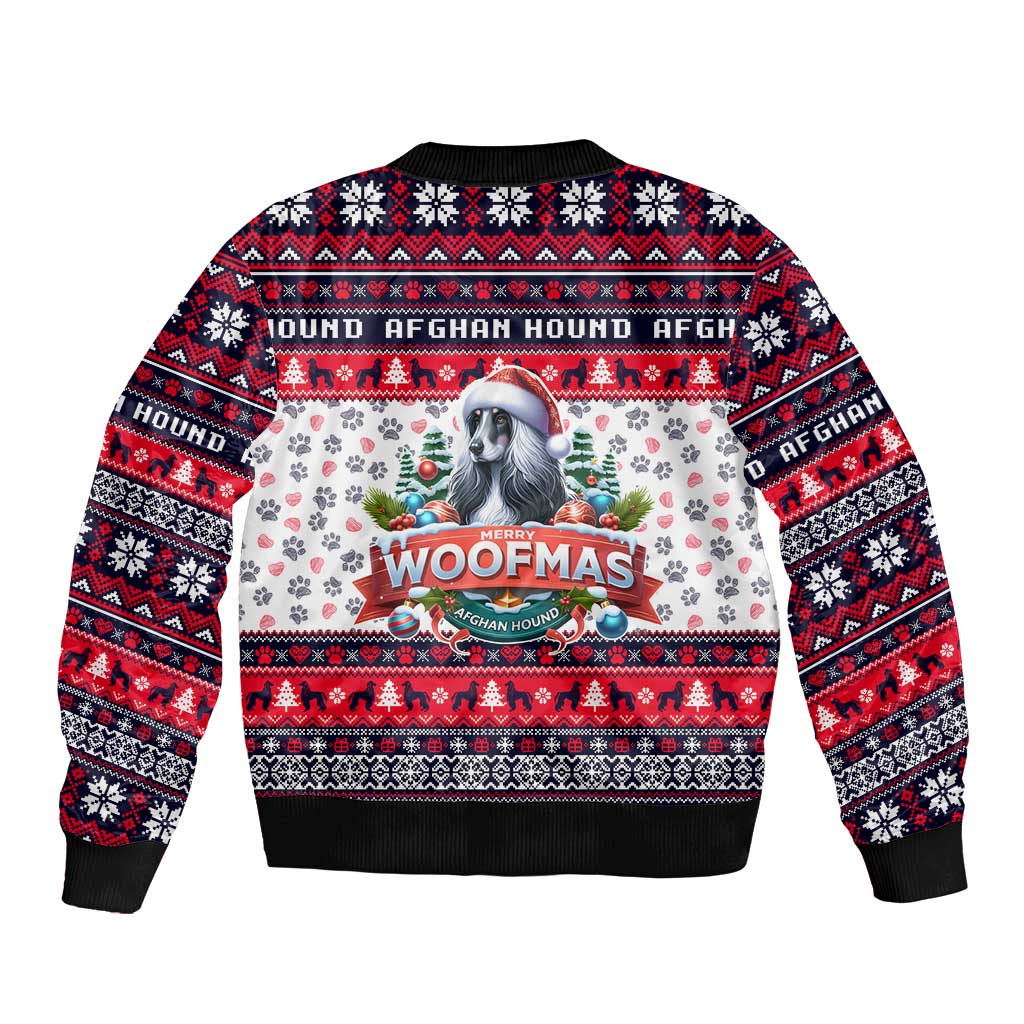 Afghan Hound Merry Woofmas Bomber Jacket Christmas Dog Art Style - Wonder Print Shop