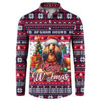 Afghan Hound Merry Woofmas Button Sweatshirt Christmas Dog Art Style - Wonder Print Shop