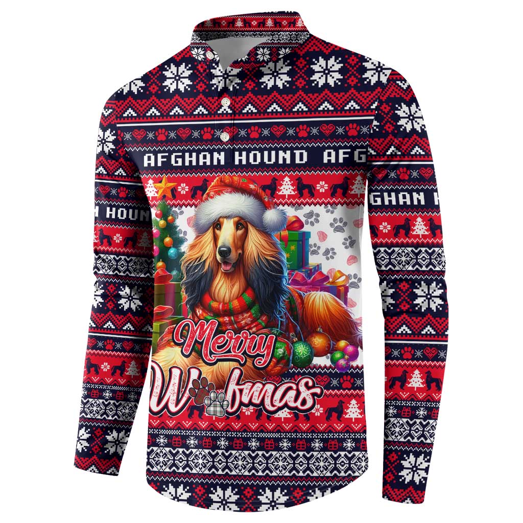 Afghan Hound Merry Woofmas Button Sweatshirt Christmas Dog Art Style - Wonder Print Shop