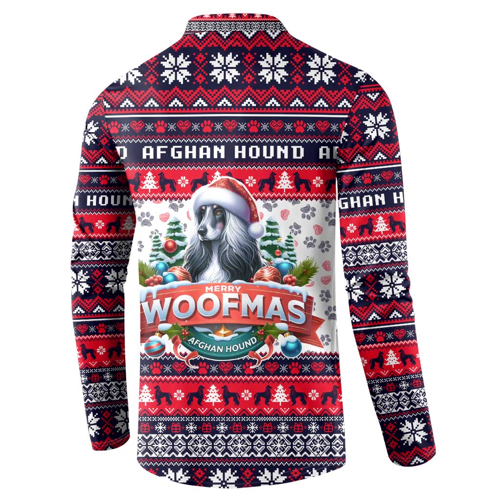 Afghan Hound Merry Woofmas Button Sweatshirt Christmas Dog Art Style - Wonder Print Shop