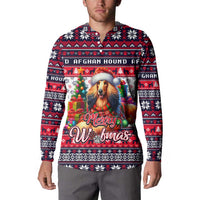 Afghan Hound Merry Woofmas Button Sweatshirt Christmas Dog Art Style - Wonder Print Shop