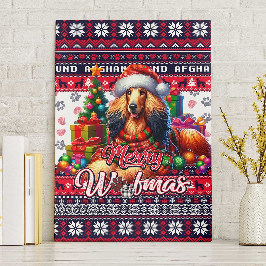 Afghan Hound Merry Woofmas Canvas Wall Art Christmas Dog Art Style - Wonder Print Shop