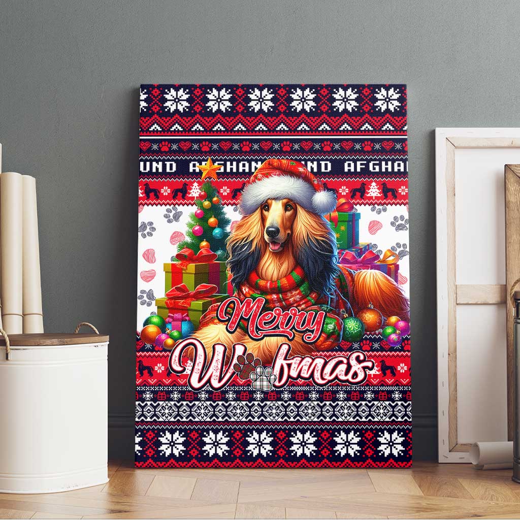 Afghan Hound Merry Woofmas Canvas Wall Art Christmas Dog Art Style - Wonder Print Shop