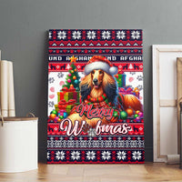 Afghan Hound Merry Woofmas Canvas Wall Art Christmas Dog Art Style - Wonder Print Shop
