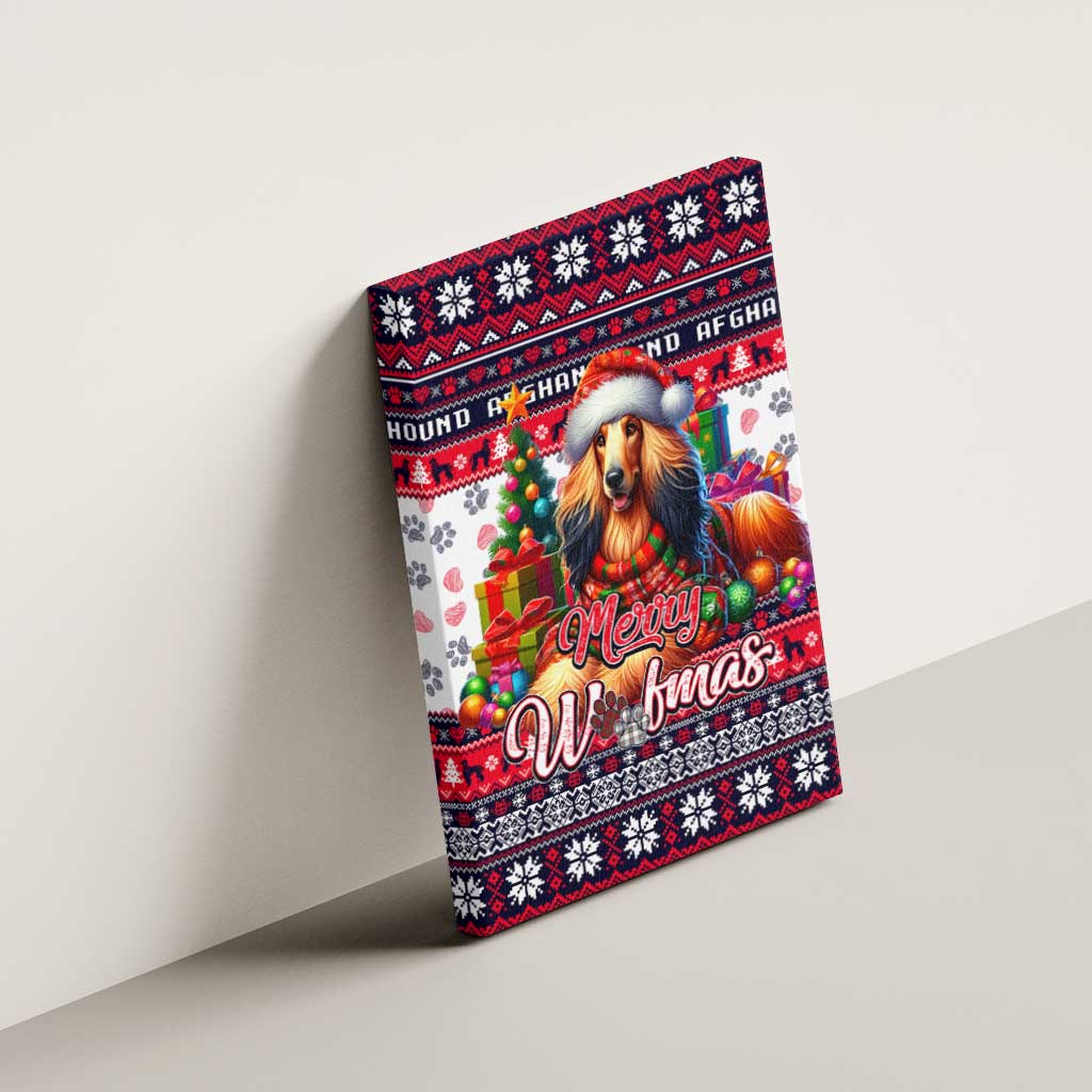 Afghan Hound Merry Woofmas Canvas Wall Art Christmas Dog Art Style - Wonder Print Shop