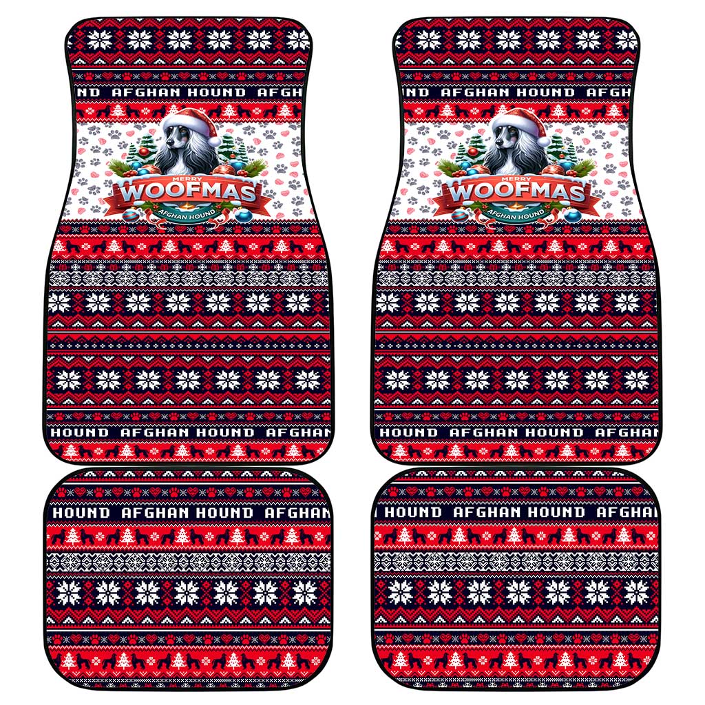 Afghan Hound Merry Woofmas Car Mats Christmas Dog Art Style - Wonder Print Shop