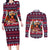 Afghan Hound Merry Woofmas Couples Matching Long Sleeve Bodycon Dress and Long Sleeve Button Shirt Christmas Dog Art Style - Wonder Print Shop