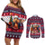 Afghan Hound Merry Woofmas Couples Matching Off Shoulder Short Dress and Long Sleeve Button Shirt Christmas Dog Art Style - Wonder Print Shop