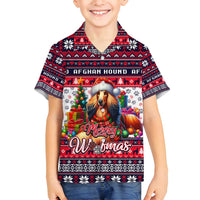 Afghan Hound Merry Woofmas Family Matching Long Sleeve Bodycon Dress and Hawaiian Shirt Christmas Dog Art Style - Wonder Print Shop