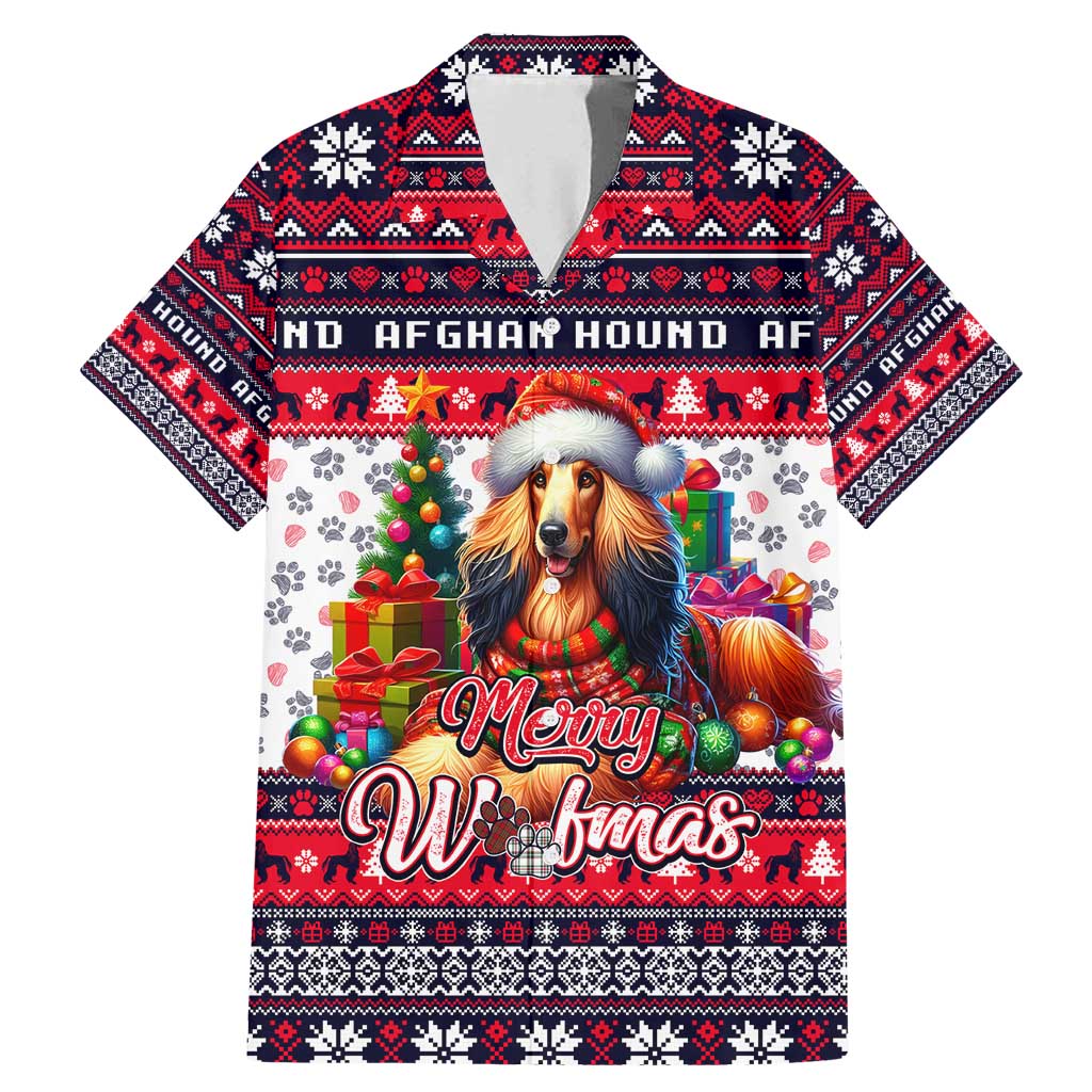 Afghan Hound Merry Woofmas Family Matching Mermaid Dress and Hawaiian Shirt Christmas Dog Art Style - Wonder Print Shop