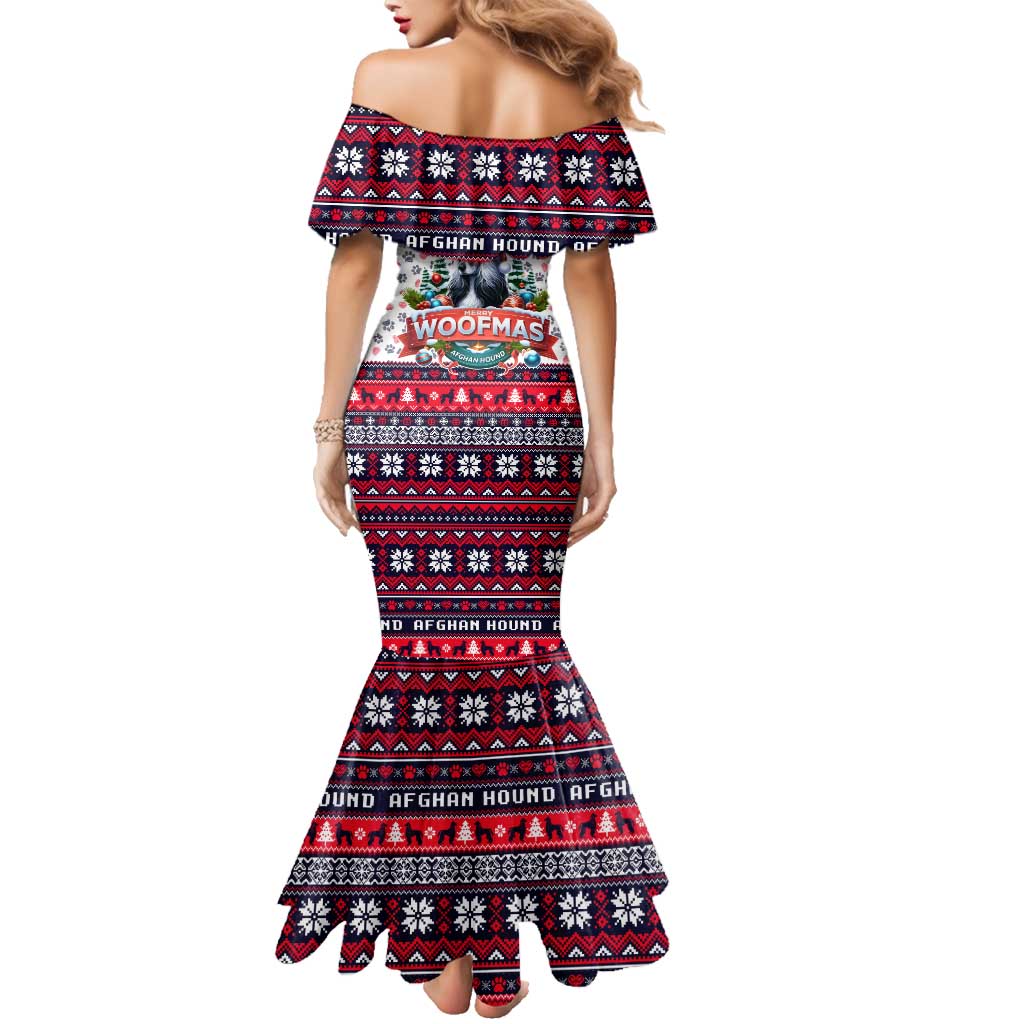 Afghan Hound Merry Woofmas Family Matching Mermaid Dress and Hawaiian Shirt Christmas Dog Art Style - Wonder Print Shop