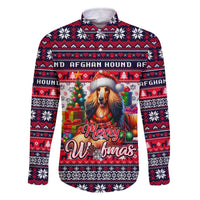 Afghan Hound Merry Woofmas Family Matching Off The Shoulder Long Sleeve Dress and Hawaiian Shirt Christmas Dog Art Style - Wonder Print Shop