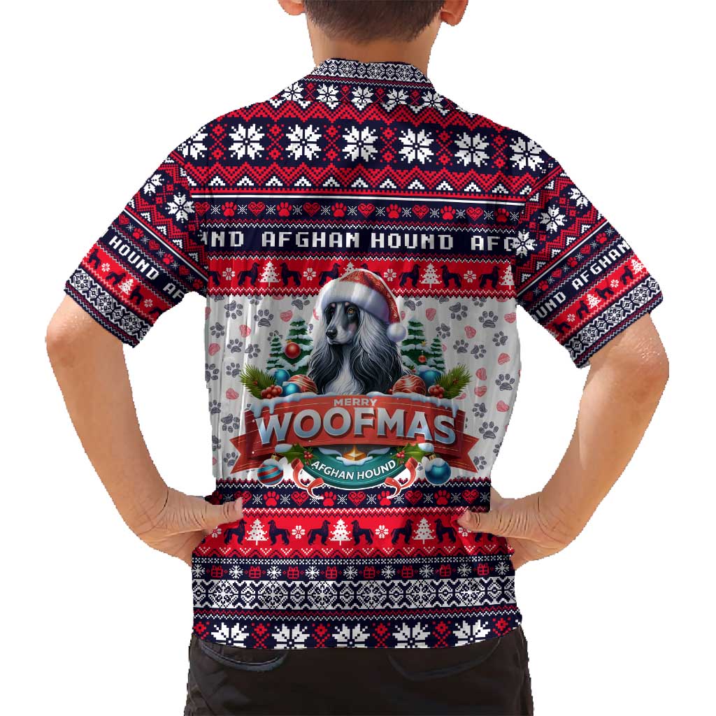 Afghan Hound Merry Woofmas Family Matching Off Shoulder Maxi Dress and Hawaiian Shirt Christmas Dog Art Style - Wonder Print Shop