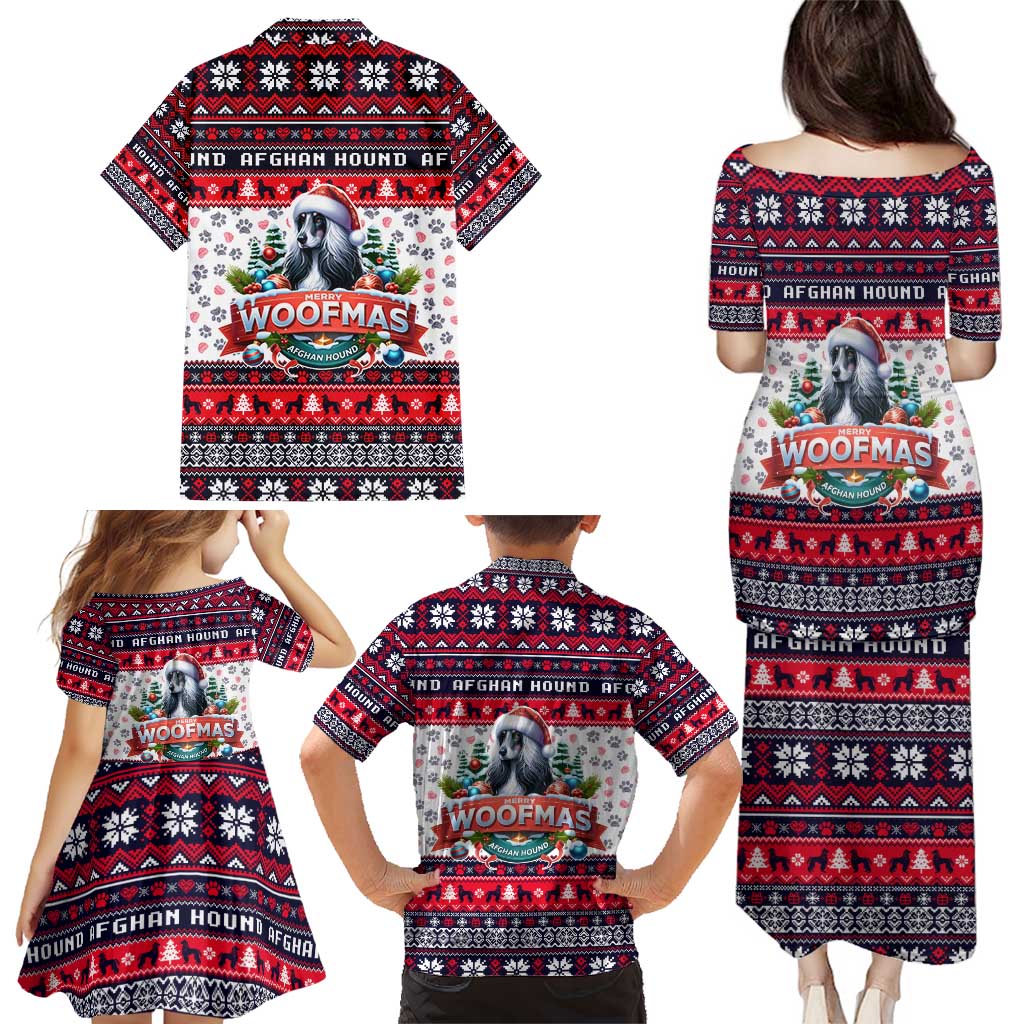 Afghan Hound Merry Woofmas Family Matching Puletasi and Hawaiian Shirt Christmas Dog Art Style - Wonder Print Shop