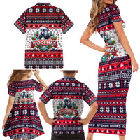 Afghan Hound Merry Woofmas Family Matching Short Sleeve Bodycon Dress and Hawaiian Shirt Christmas Dog Art Style - Wonder Print Shop