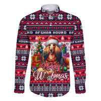 Afghan Hound Merry Woofmas Family Matching Short Sleeve Bodycon Dress and Hawaiian Shirt Christmas Dog Art Style - Wonder Print Shop