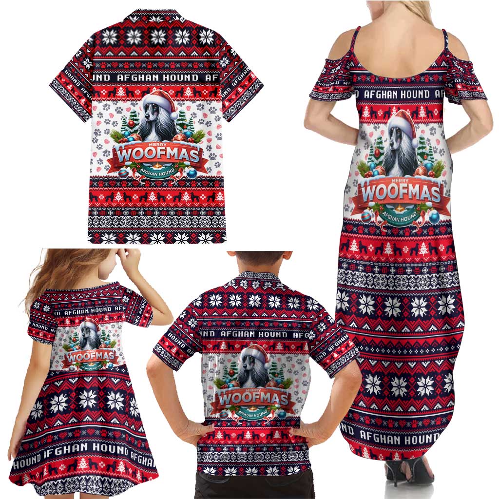 Afghan Hound Merry Woofmas Family Matching Summer Maxi Dress and Hawaiian Shirt Christmas Dog Art Style - Wonder Print Shop