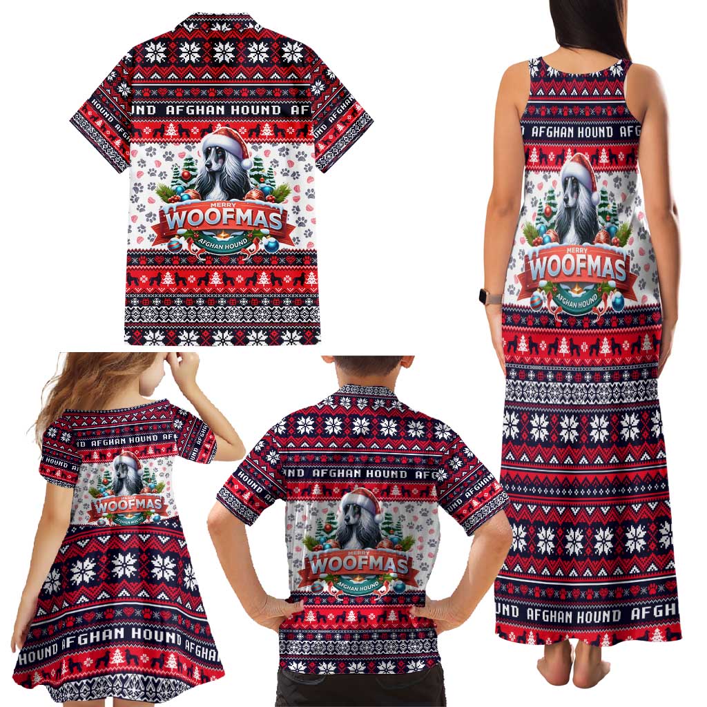 Afghan Hound Merry Woofmas Family Matching Tank Maxi Dress and Hawaiian Shirt Christmas Dog Art Style - Wonder Print Shop