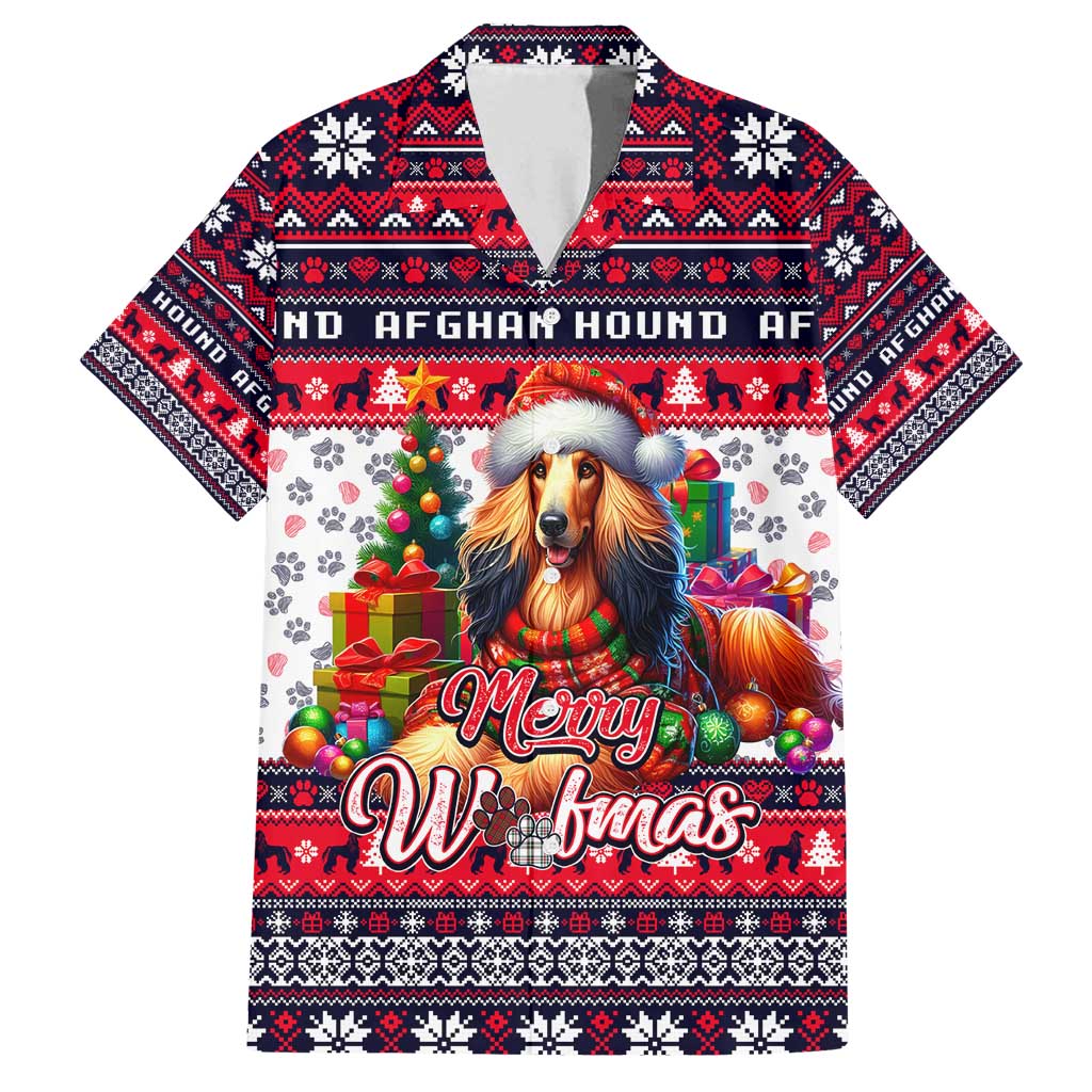 Afghan Hound Merry Woofmas Family Matching Tank Maxi Dress and Hawaiian Shirt Christmas Dog Art Style - Wonder Print Shop