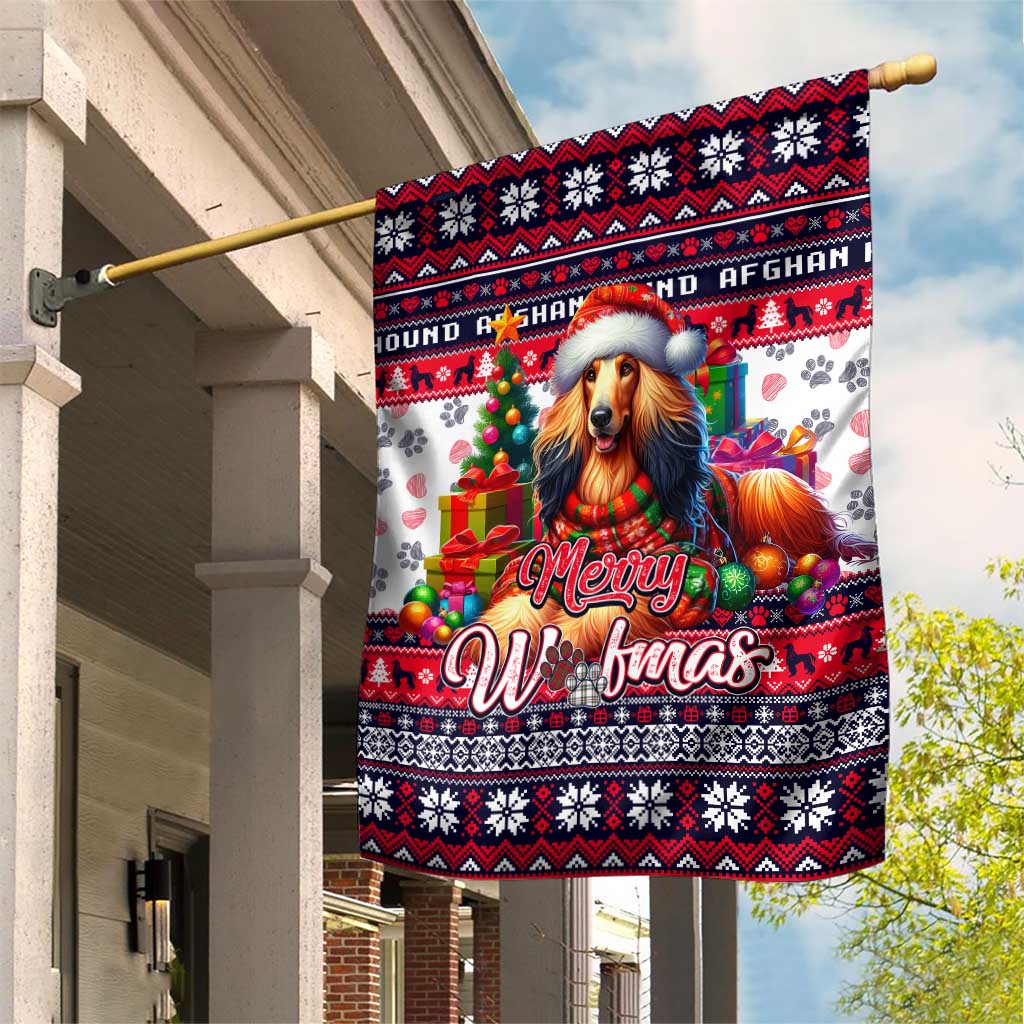 Afghan Hound Merry Woofmas Garden Flag Christmas Dog Art Style - Wonder Print Shop