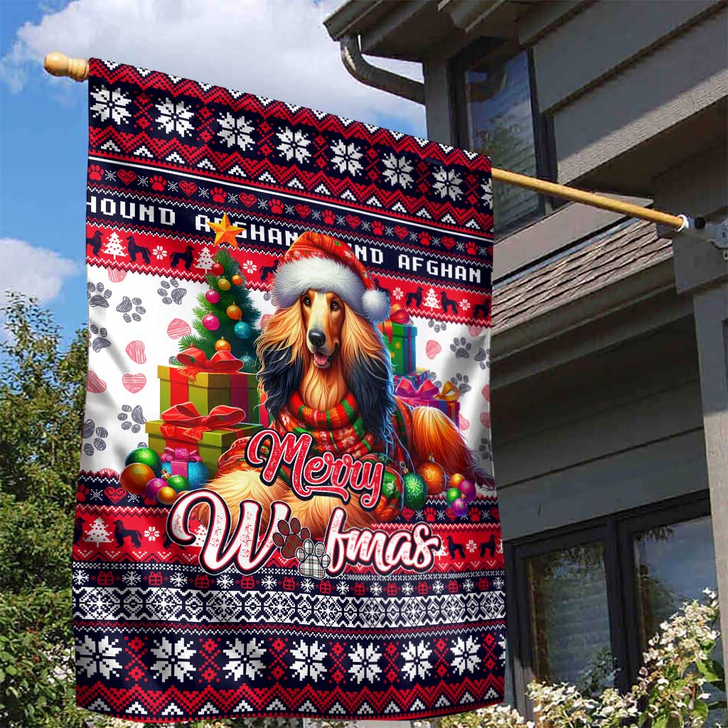 Afghan Hound Merry Woofmas Garden Flag Christmas Dog Art Style - Wonder Print Shop